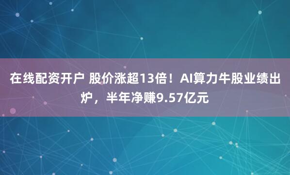 在线配资开户 股价涨超13倍！AI算力牛股业绩出炉，半年净赚9.57亿元